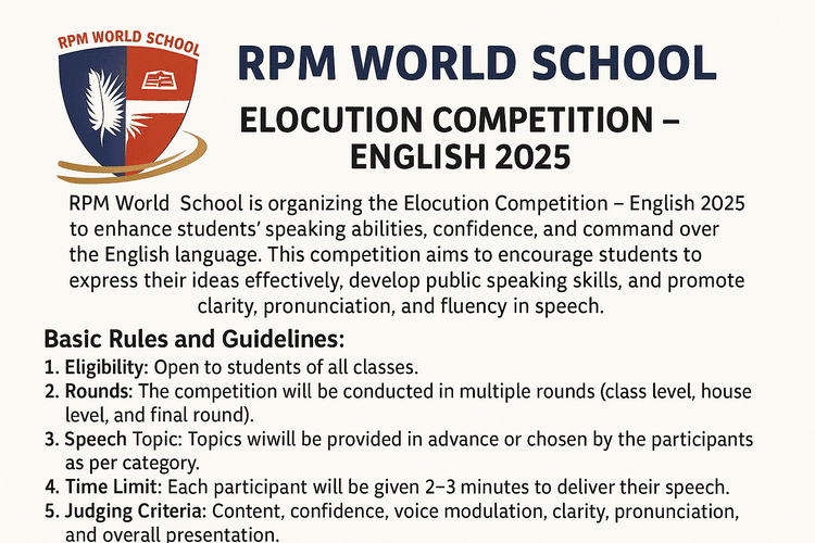 ELOCUTION COMPETITION – ENGLISH 2025
